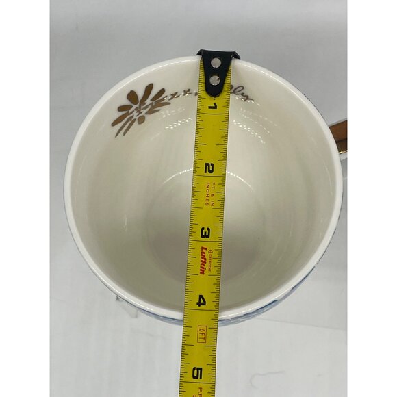 Lilly Pulitzer Ceramic Coffee Mug With Blue Floral Pattern & Gold Handle - Picture 8 of 9